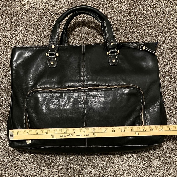 Liz Claiborne Leather Briefcase Laptop Bag, Black - Picture 3 of 16